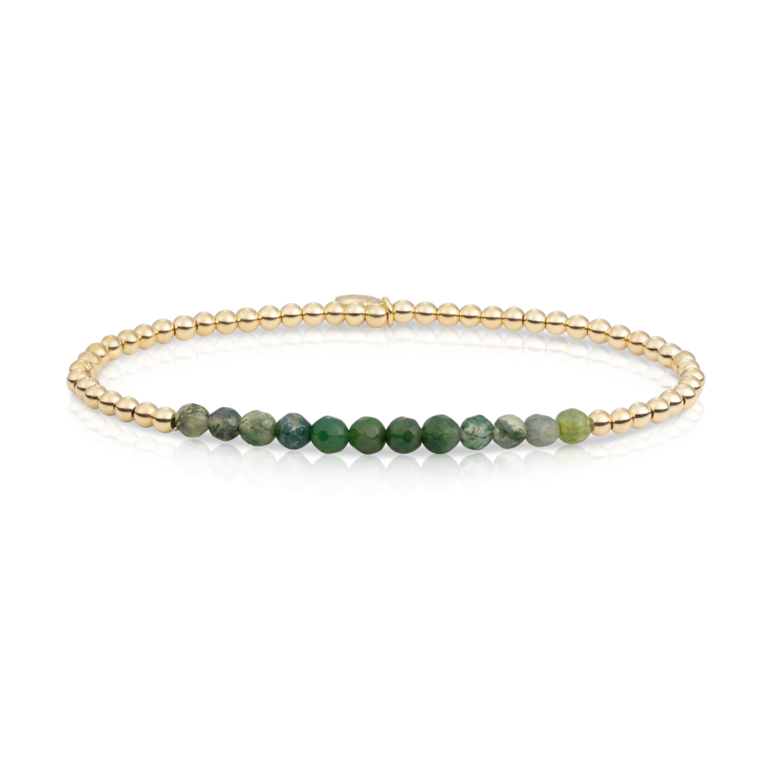Bracelet | Moss Agate Universe - Gold 3mm