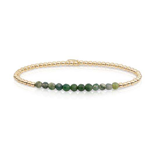 Bracelet | Moss Agate Universe - Gold 3mm