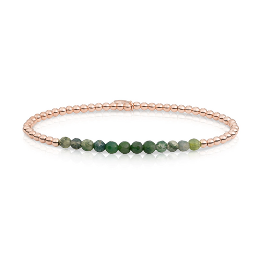 Bracelet | Moss Agate Universe - Rose Gold 3mm