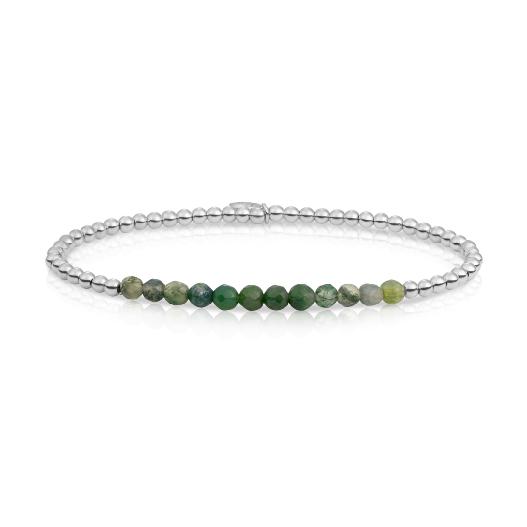 Bracelet | Moss Agate Universe - Silver 3mm