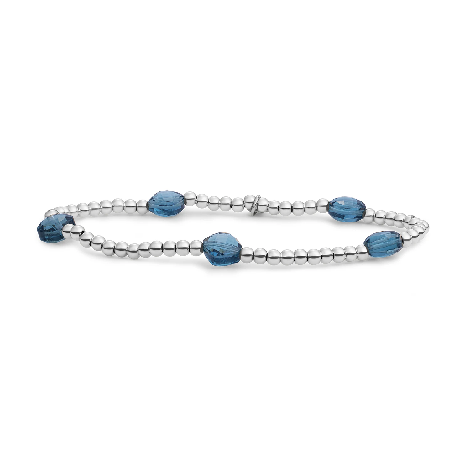 Bracelet | Ocean Topaz Quartz Cushion Cut Beads - Silver
