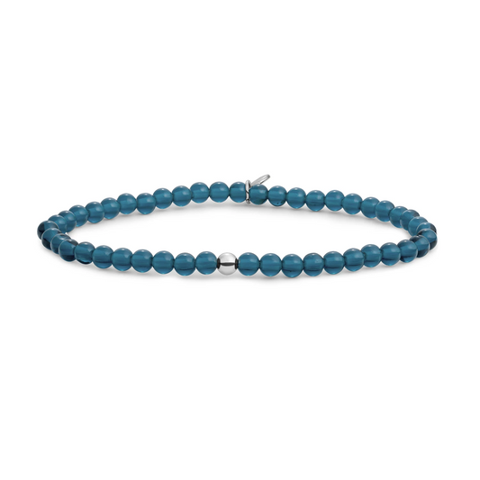 Bracelet | Ocean Topaz Quartz Saturn small - Silver - 4mm