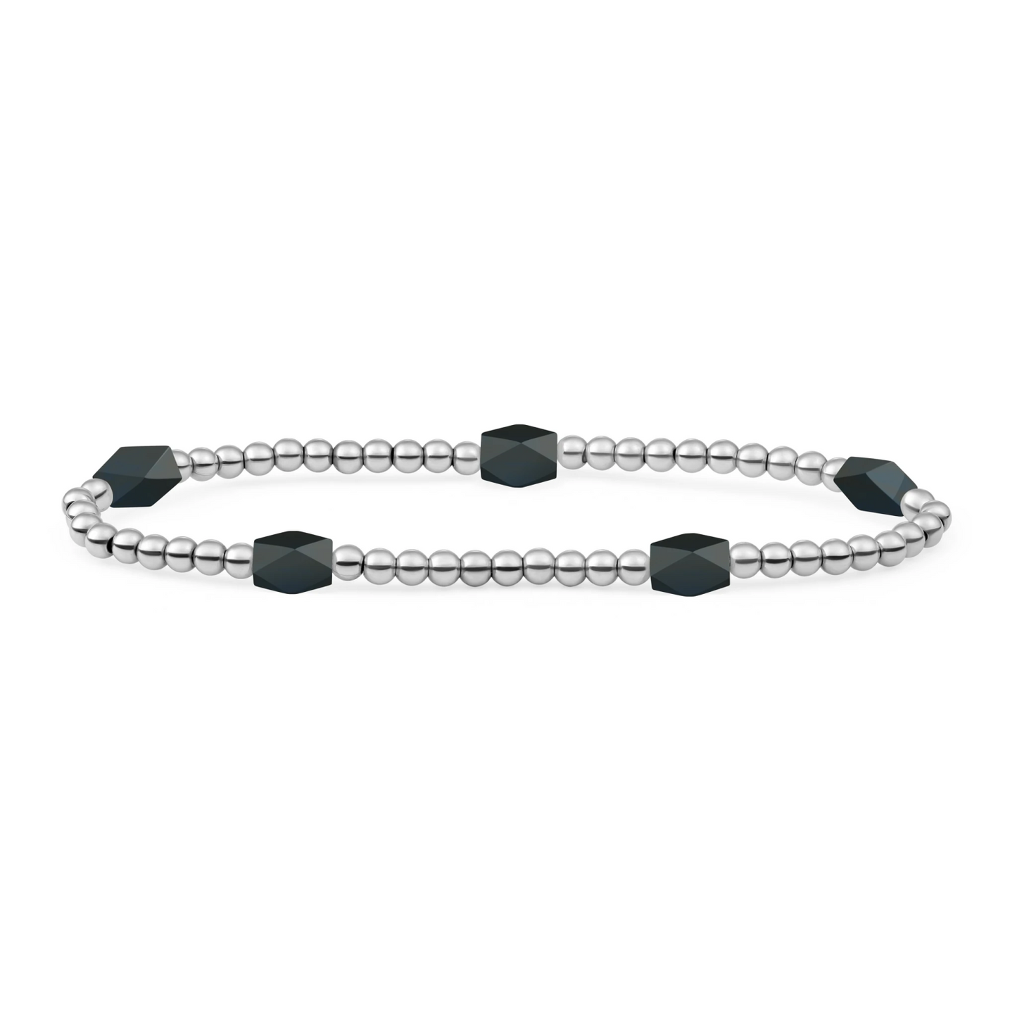 Bracelet | Onyx 3mm Reverse Edge Mix | silver