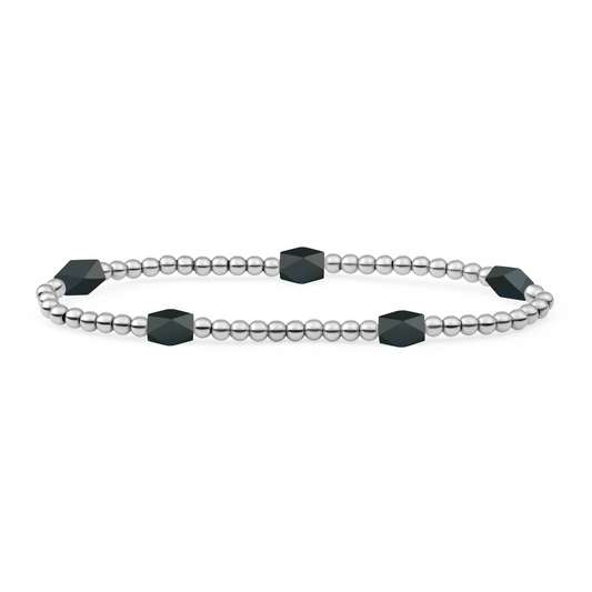 Bracelet | Onyx 3mm Reverse Edge Mix | silver