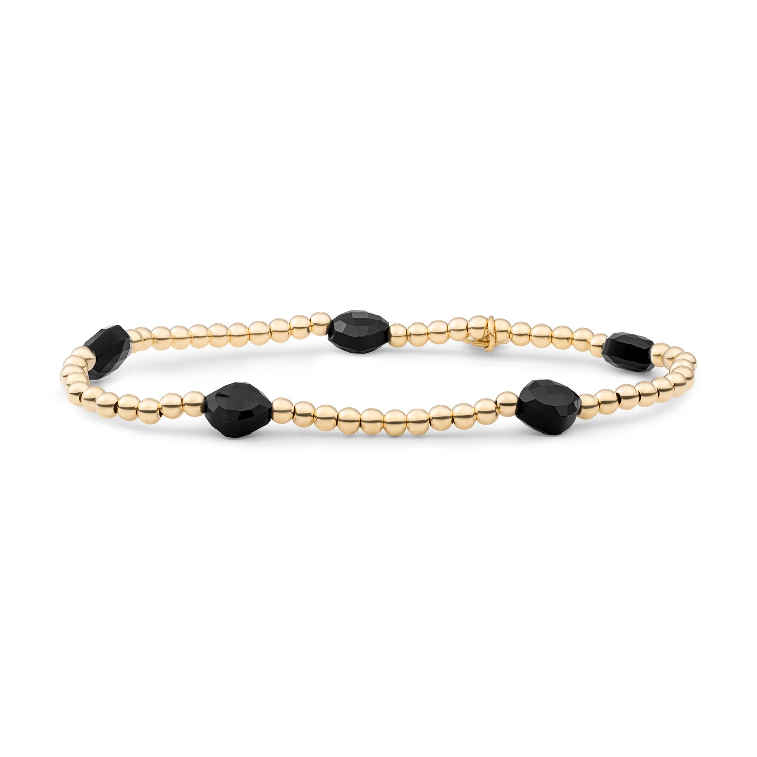 Bracelet | Onyx Cushion Cut Beads - Gold