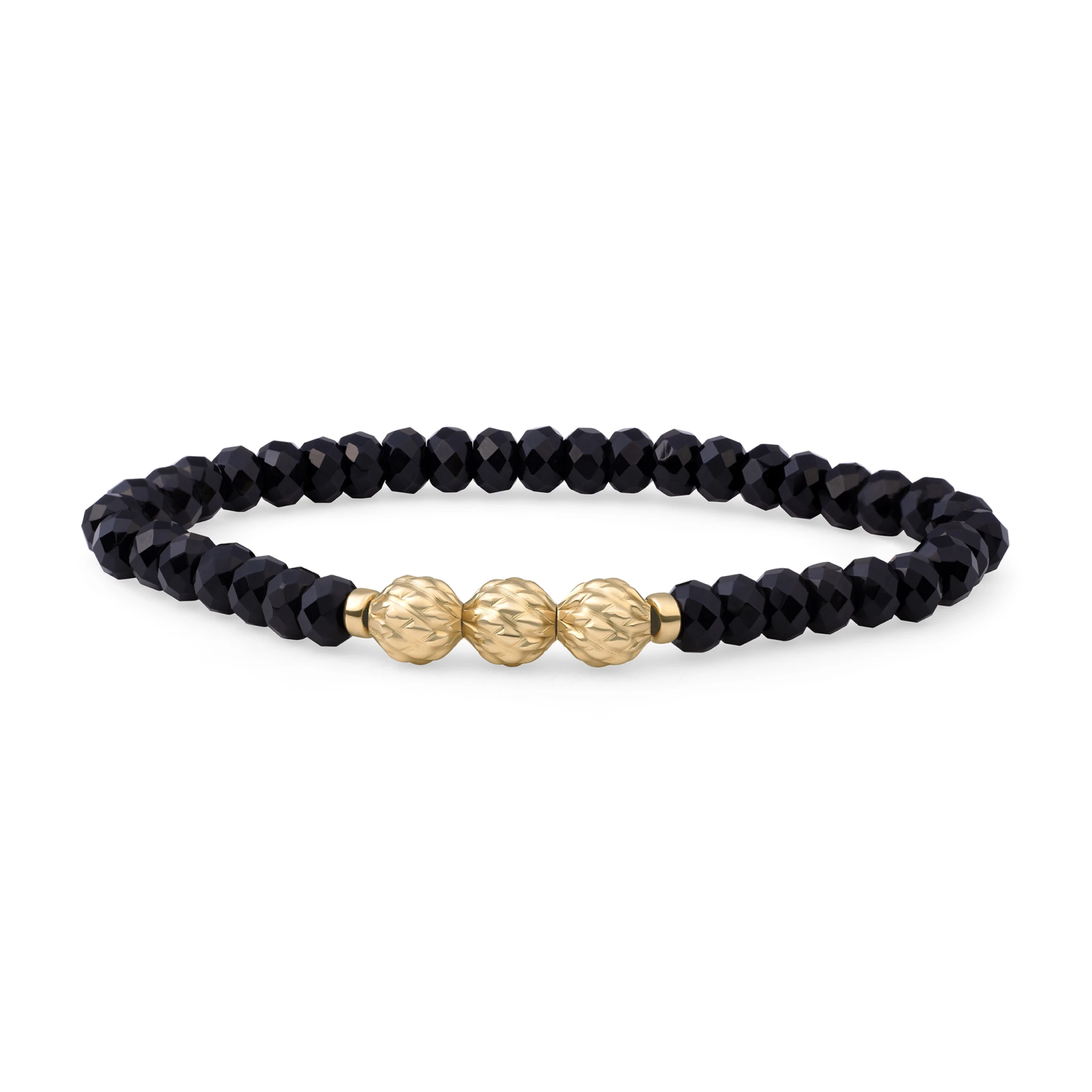Bracelet | Onyx Fuse beads - Gold - 6mm