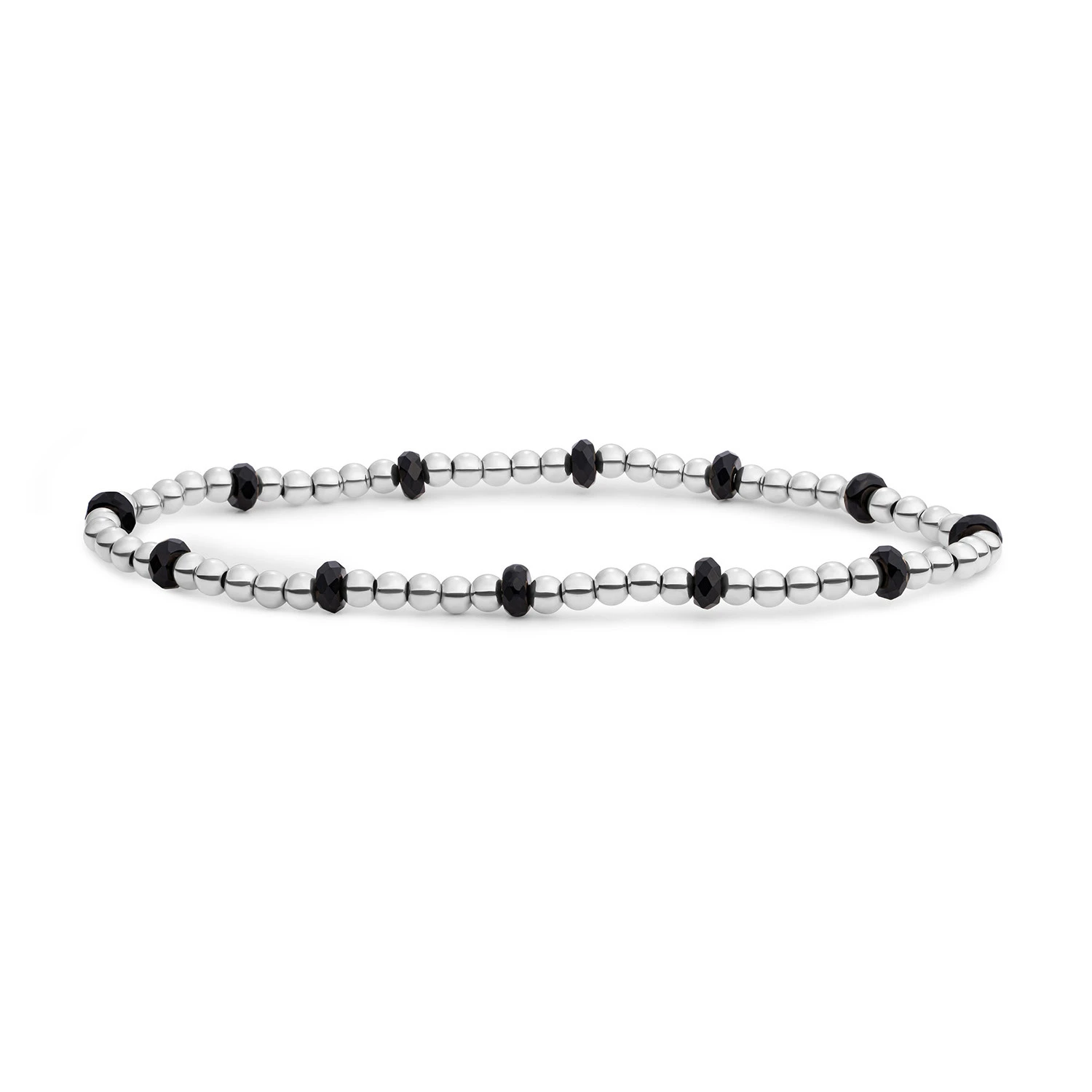 Bracelet | Onyx Reverse Roundel - Silver