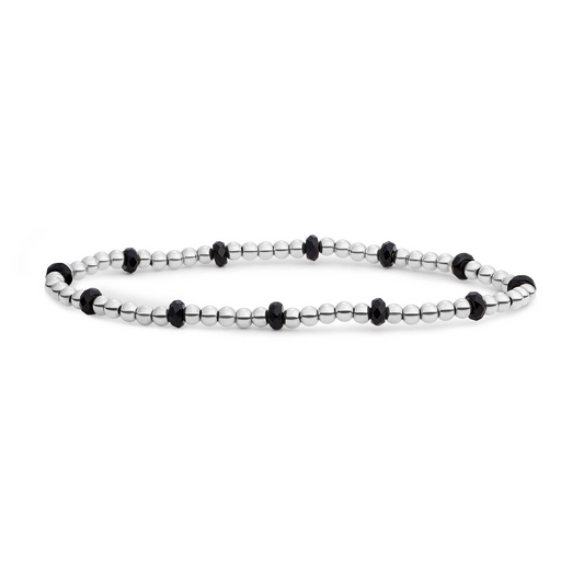 Bracelet | Onyx Reverse Roundel - Silver