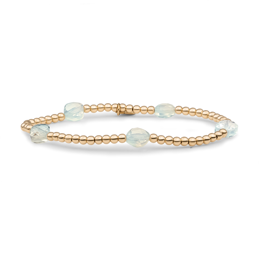 Bracelet | Opalite Cushion Cut Beads - Gold