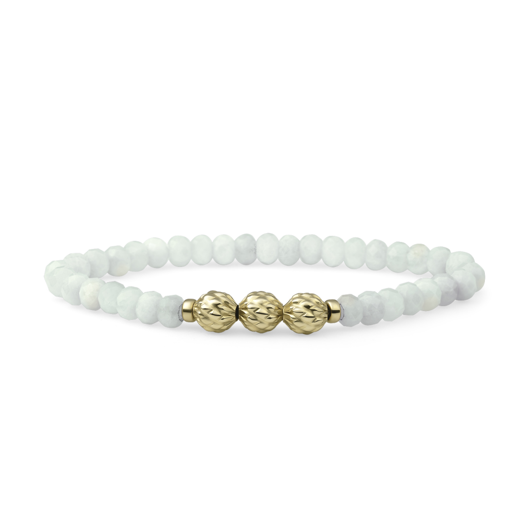Bracelet | Opalite Fuse beads - Gold - 6mm