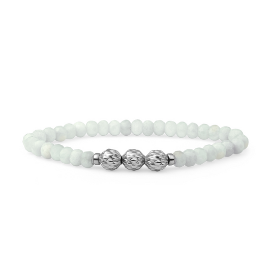 Bracelet | Opalite Fuse beads - Silver - 6mm