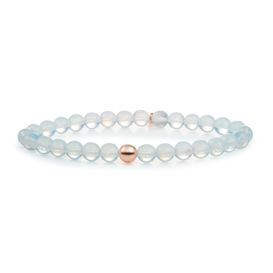 Bracelet | Opalite Saturn large - Rose gold 6mm