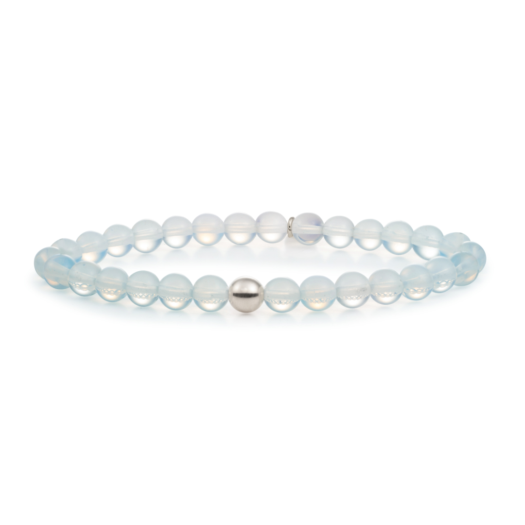 Bracelet | Opalite Saturn large - Silver 6mm