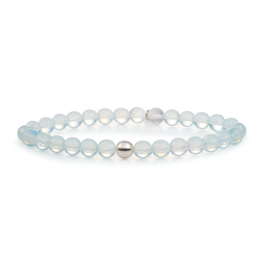 Bracelet | Opalite Saturn large - Silver 6mm