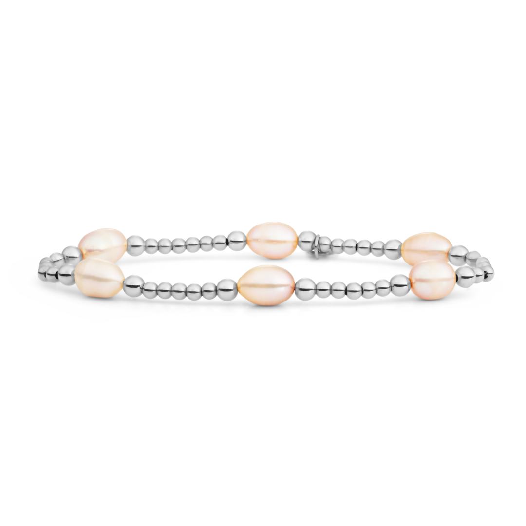 Bracelet | Peach Pearl Reverse Bold Mix - Silver