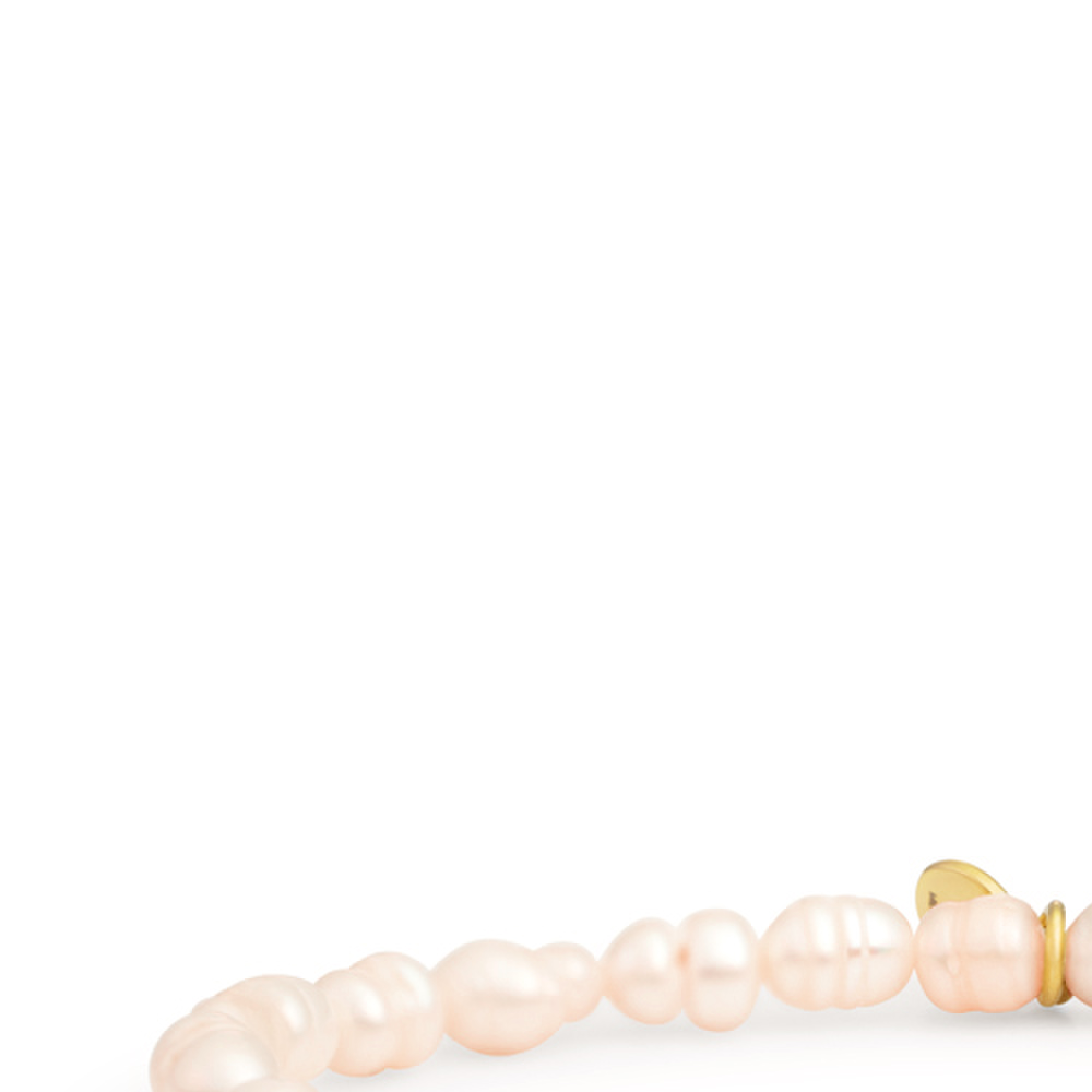Bracelet | Peach Pearl Saturn small - Gold 4mm