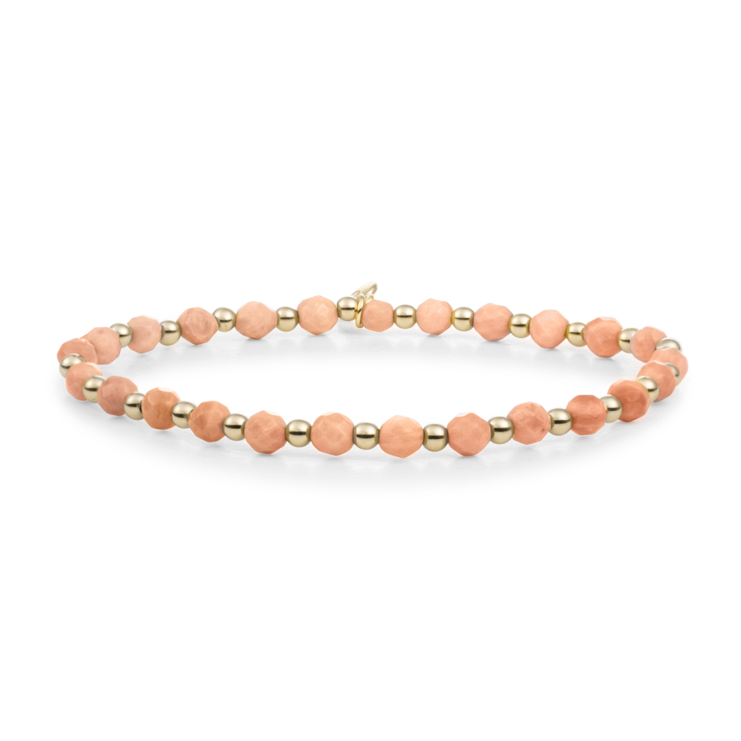 Bracelet | Peach Rhodonite Interstellar - Gold 3mm - SBG-GEM32-3MM-MIX