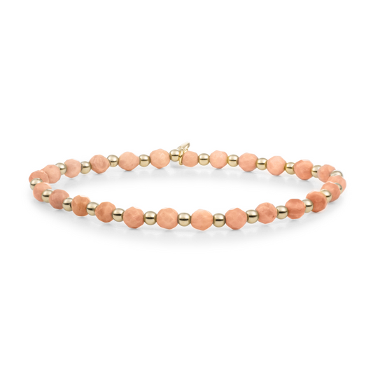 Bracelet | Peach Rhodonite Interstellar - Gold 3mm