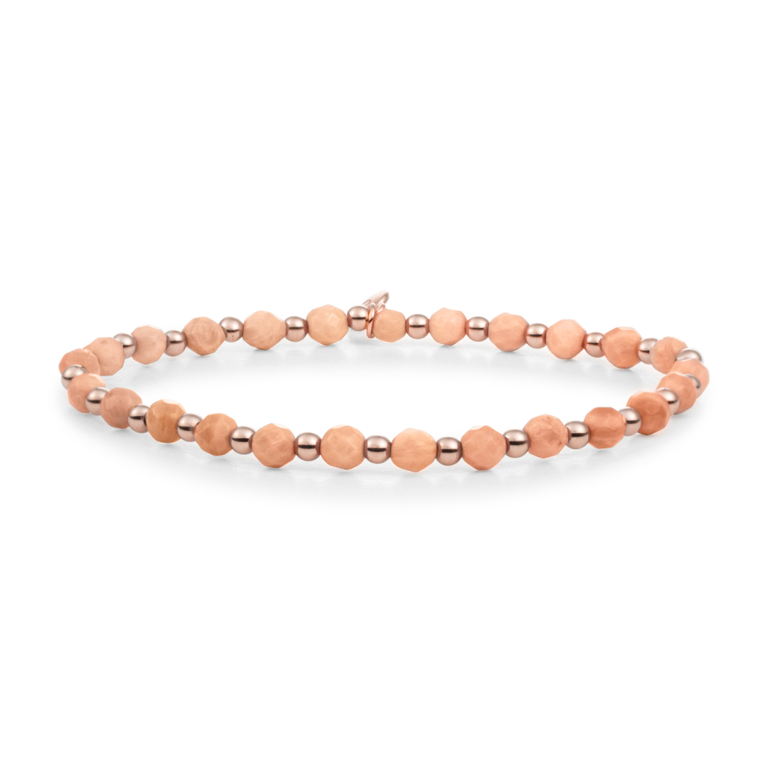 Bracelet - Peach Rhodonite Interstellar - Rose Gold 3mm