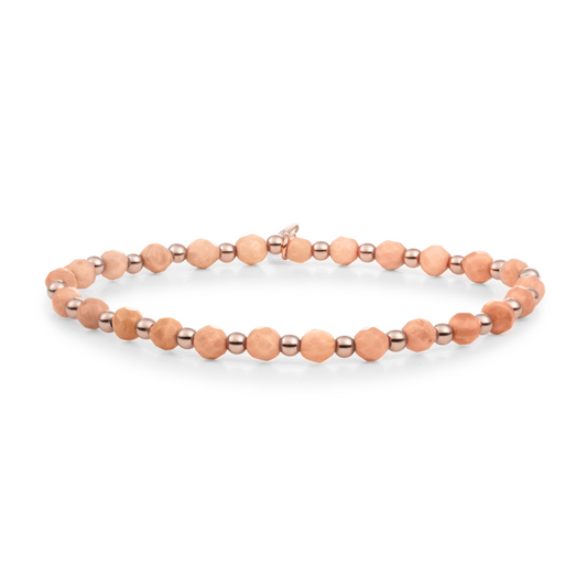 Bracelet - Peach Rhodonite Interstellar - Rose Gold 3mm
