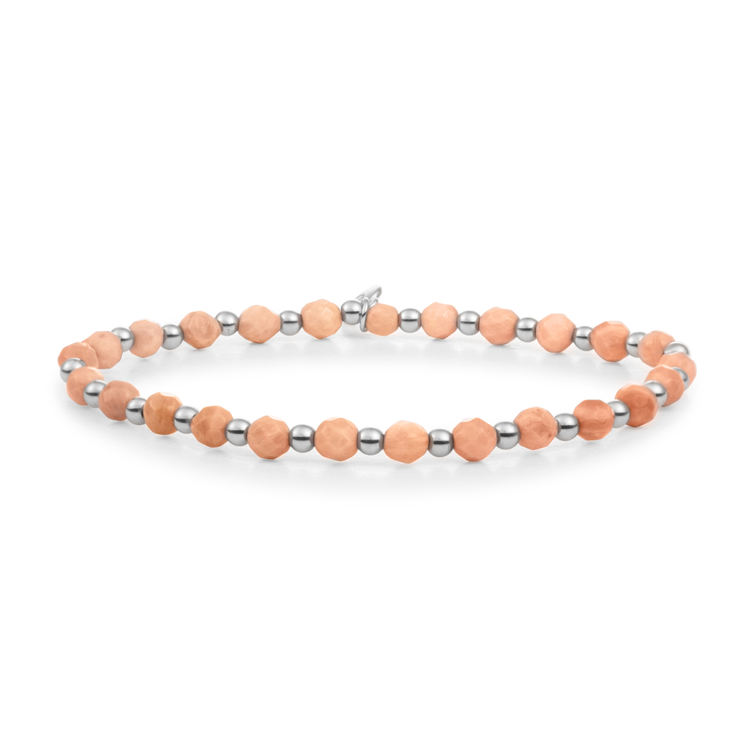 Bracelet | Peach Rhodonite Interstellar - Silver 3mm
