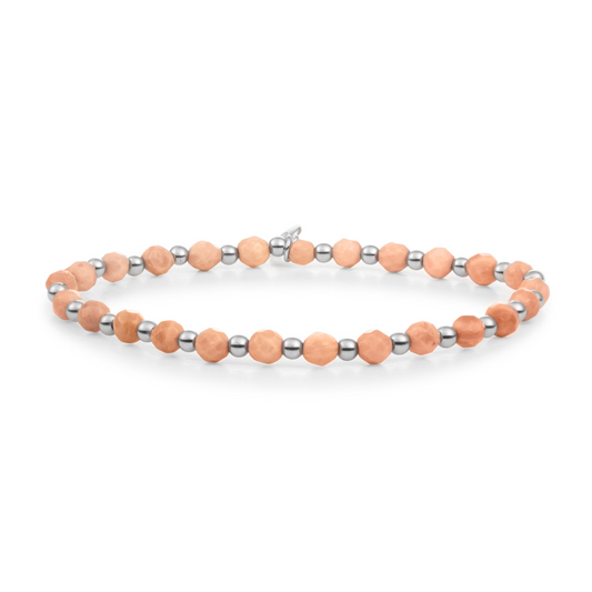 Bracelet | Peach Rhodonite Interstellar - Silver 3mm