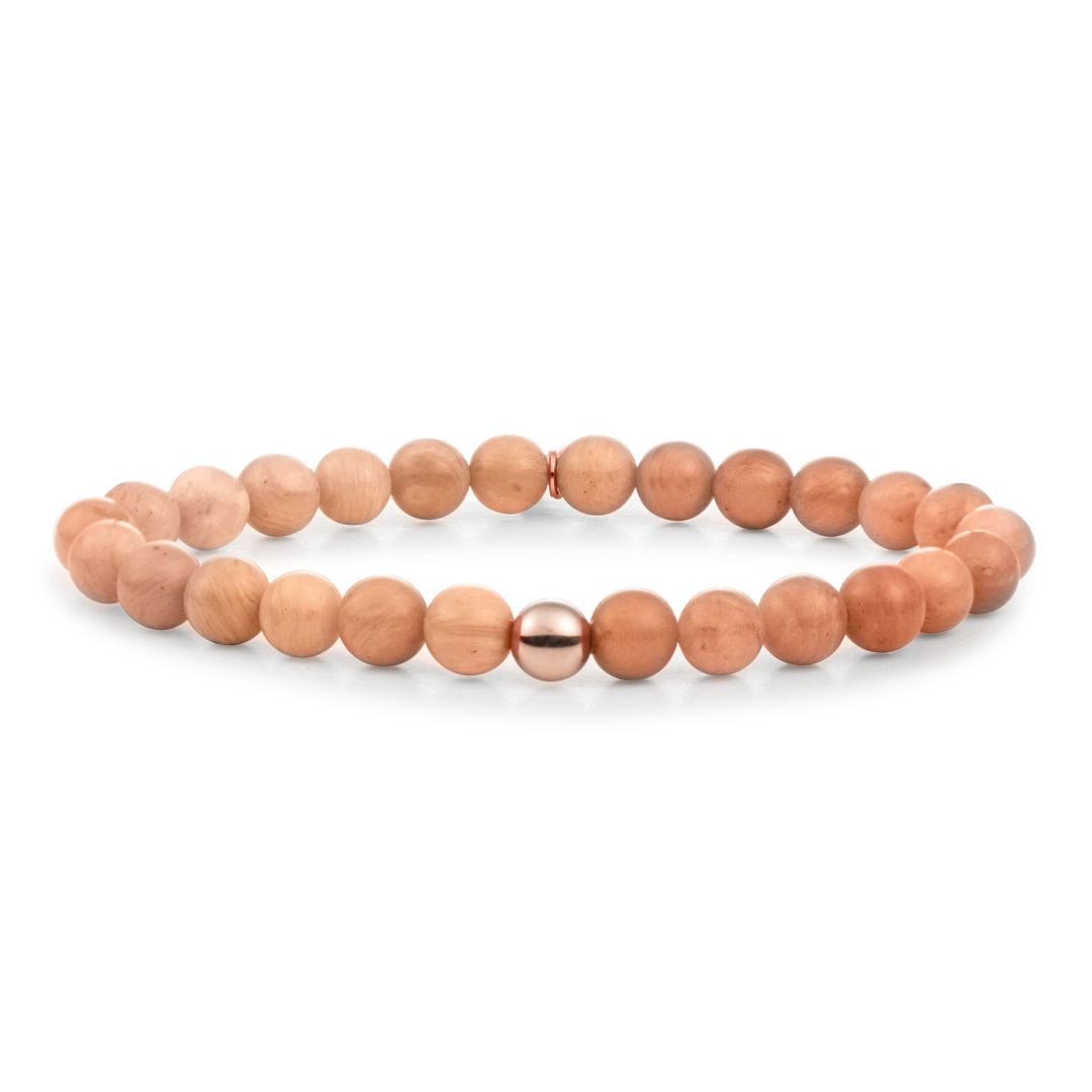 Bracelet - Peach Rhodonite Saturn large - Rose Gold 6mm