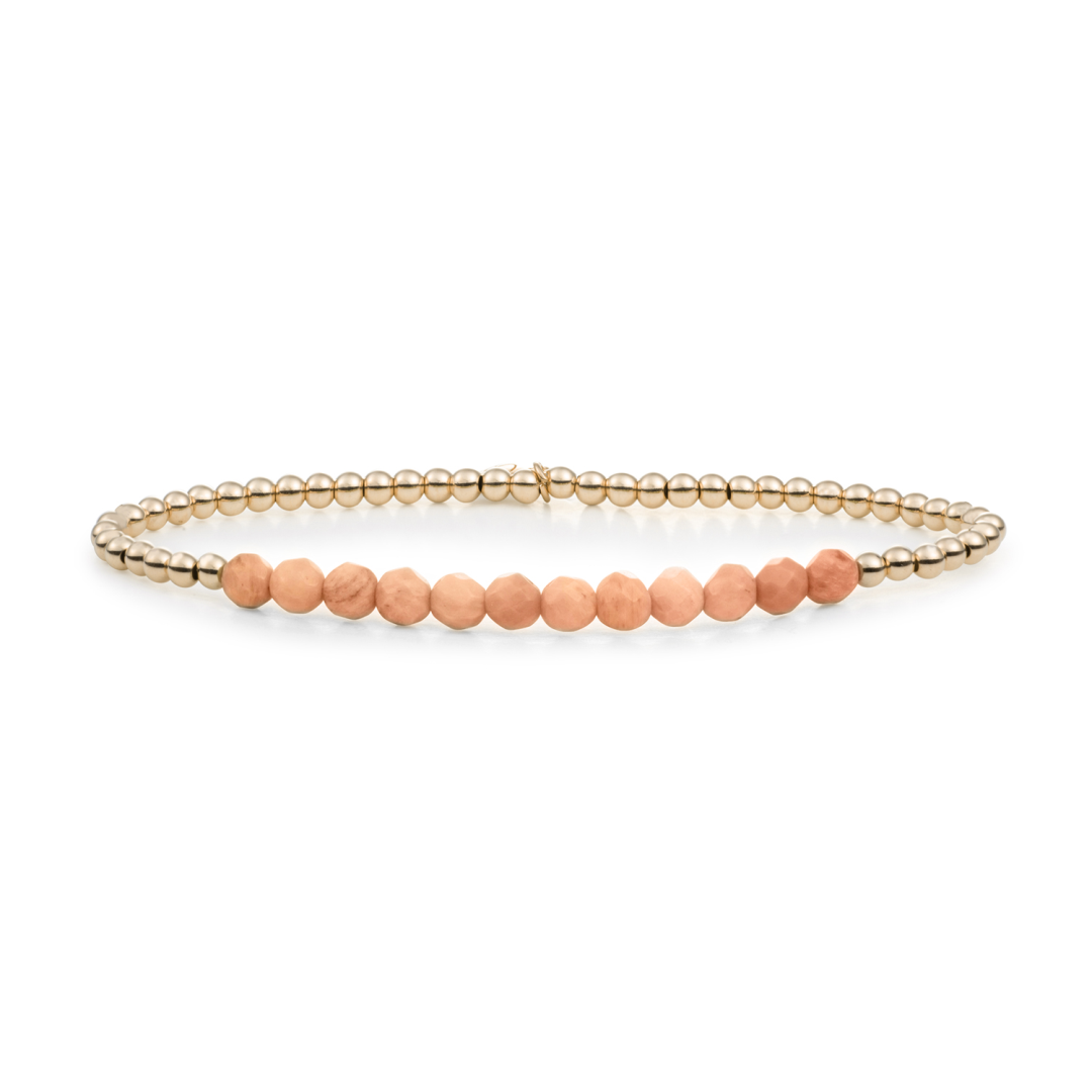Bracelet | Peach Rhodonite Universe - Gold 3mm