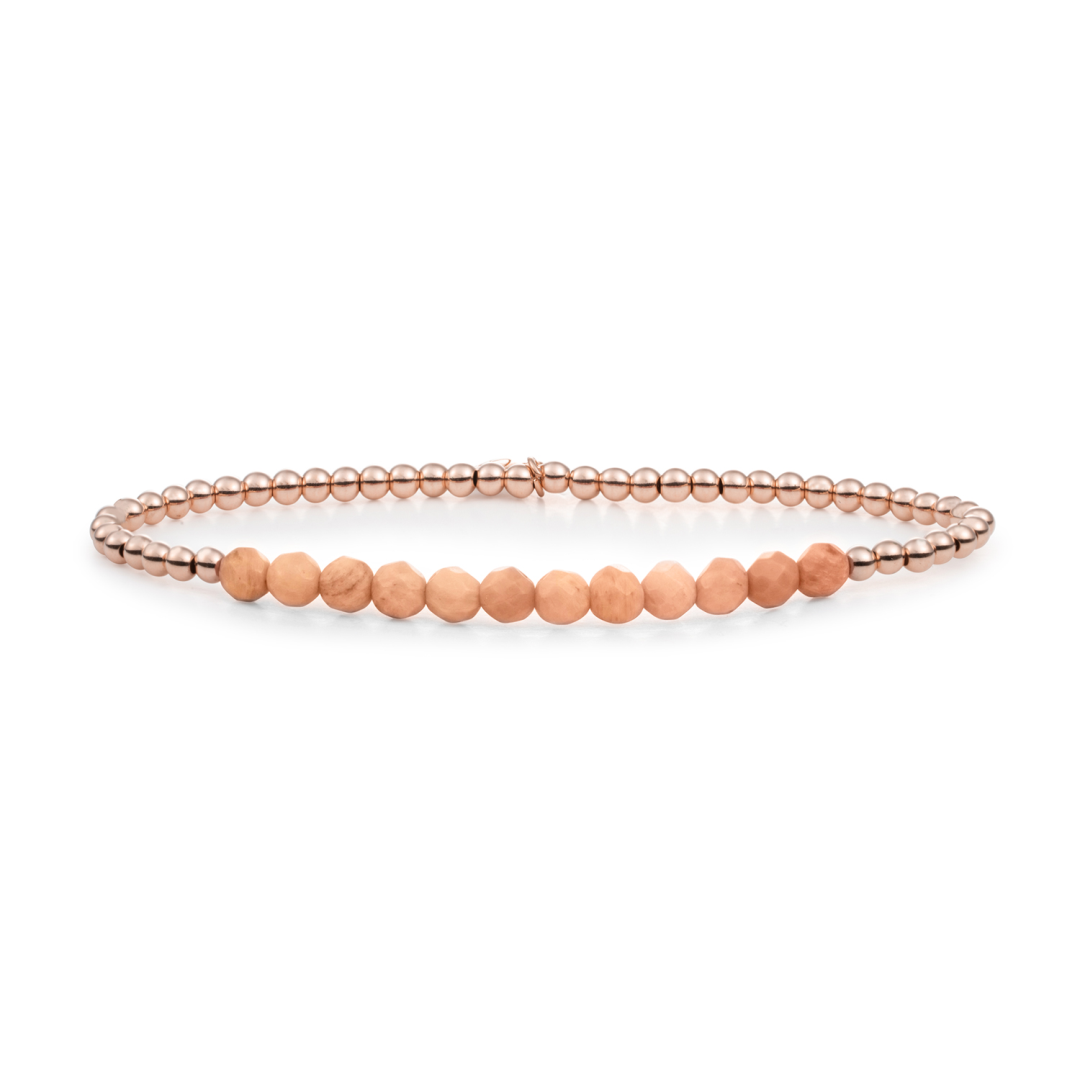 Bracelet - Peach Rhodonite Universe - Rose Gold 3mm