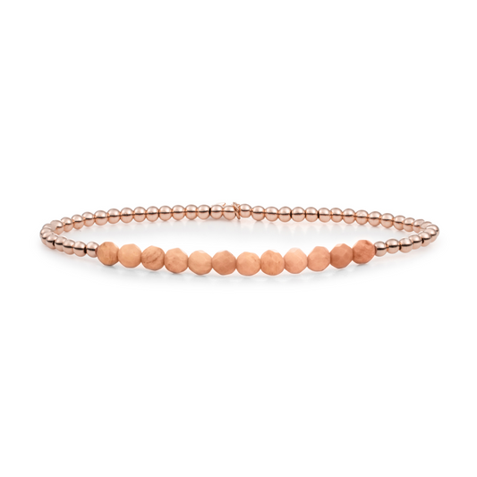 Bracelet - Peach Rhodonite Universe - Rose Gold 3mm