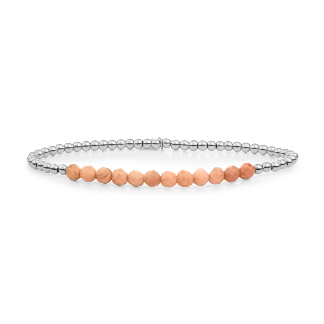 Bracelet - Peach Rhodonite Universe - Silver 3mm