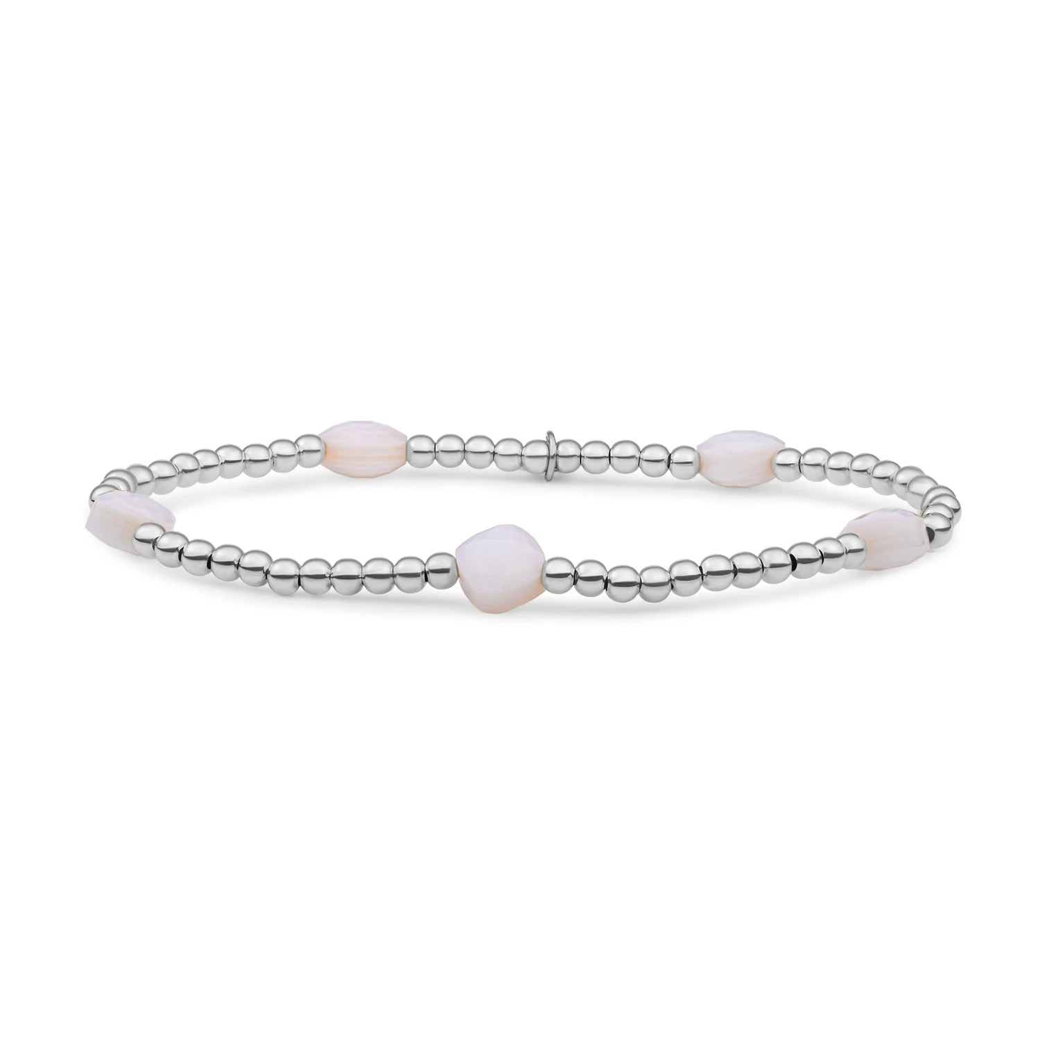 Bracelet | Pearl Cushion Cut Beads - Silver - SB-S-3MM-CC-PEARL