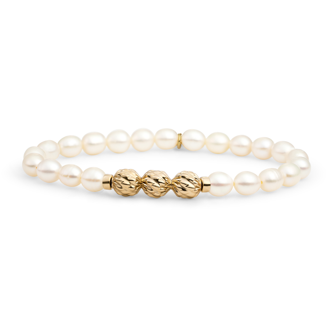 Bracelet | Pearl Fuse beads - Gold - 6mm