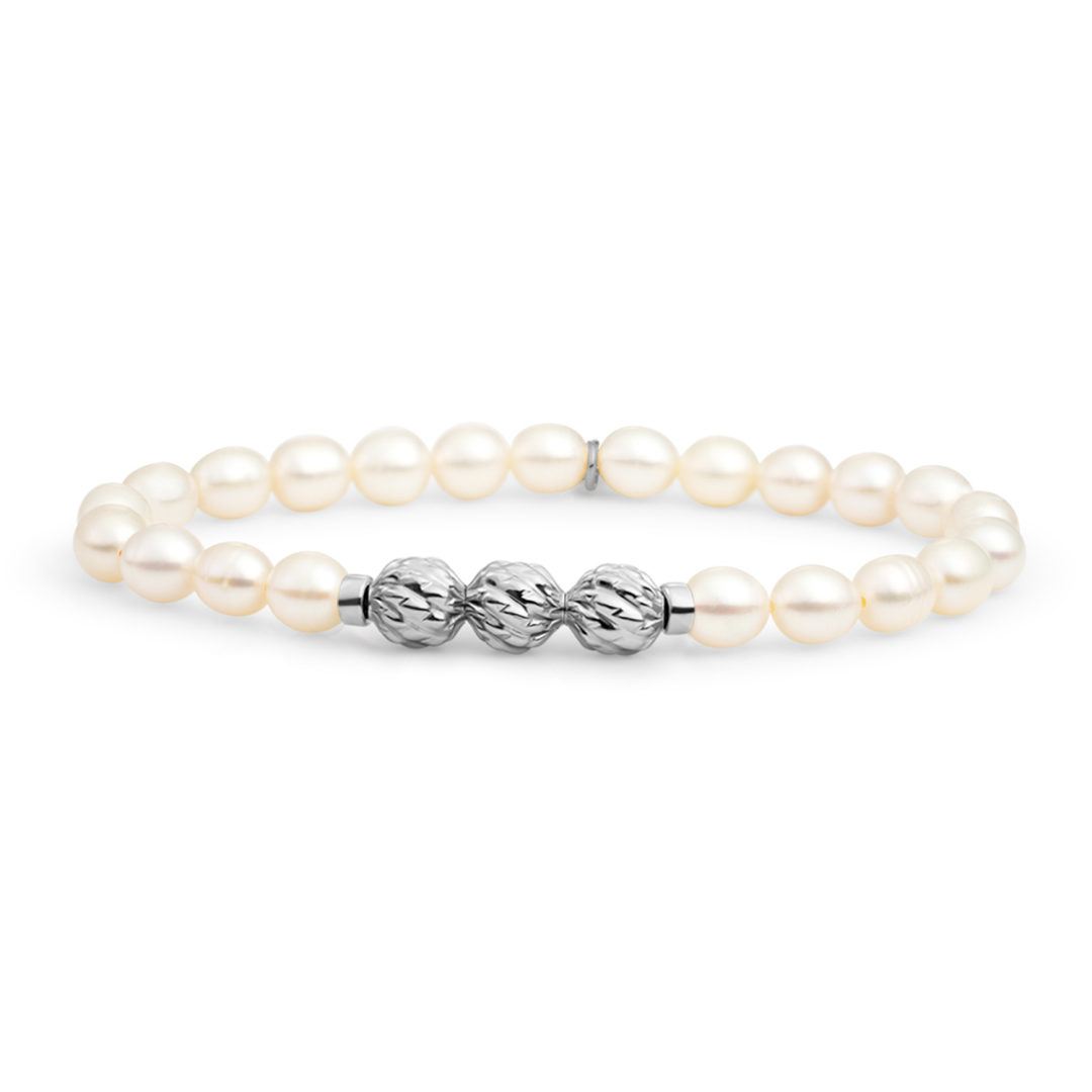 Bracelet | Pearl Fuse beads - Silver - 6mm