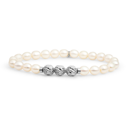 Bracelet | Pearl Fuse beads - Silver - 6mm