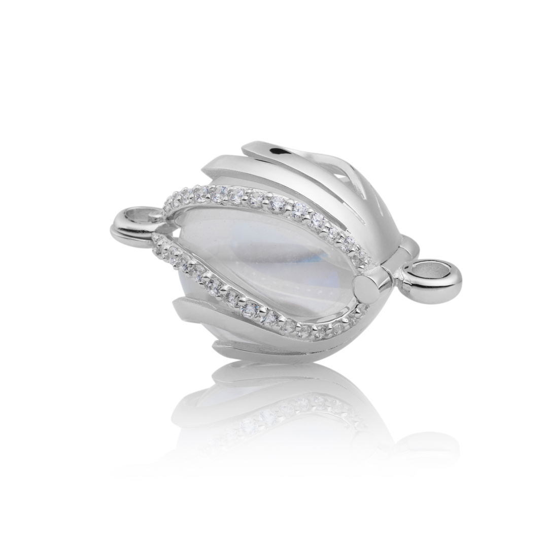 Bracelet Pendant - Aurora Crystal Silver - CZ Polished 14mm