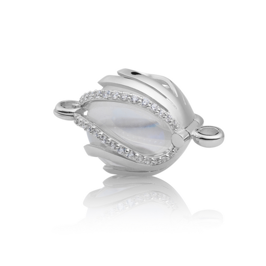 Bracelet Pendant - Aurora Crystal Silver - CZ Polished 14mm