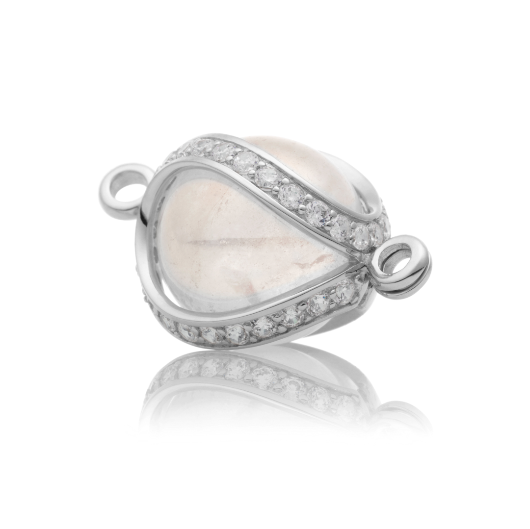 Bracelet Pendant - Flare Crystal Silver - CZ Polished 14mm