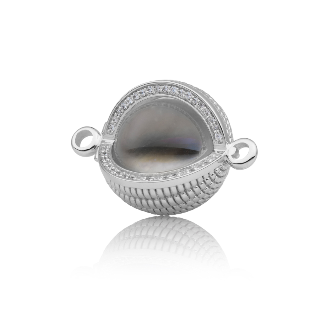 Bracelet Pendant - Starburst Crystal Silver - CZ Polished 14mm