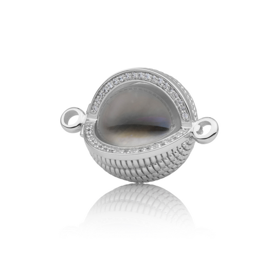 Bracelet Pendant - Starburst Crystal Silver - CZ Polished 14mm