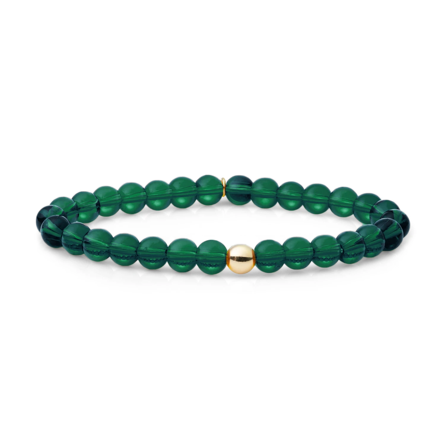 Bracelet | Petrol Green Quartz Saturn large - Gold 6mm