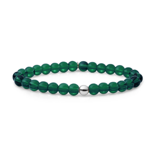 Bracelet | Petrol Green Quartz Saturn large - Silver 6mm