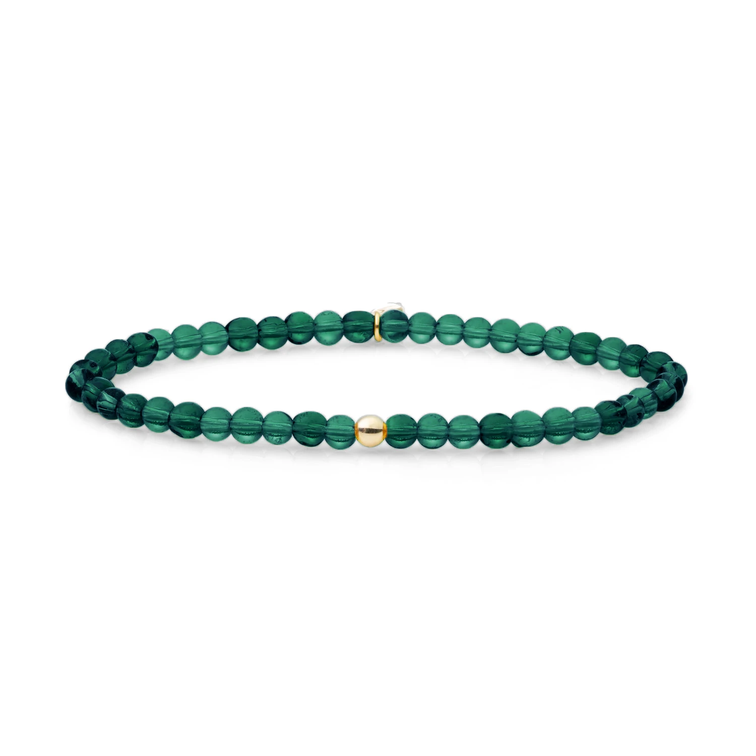 Bracelet | Petrol Green Quartz Saturn small - Gold 4mm