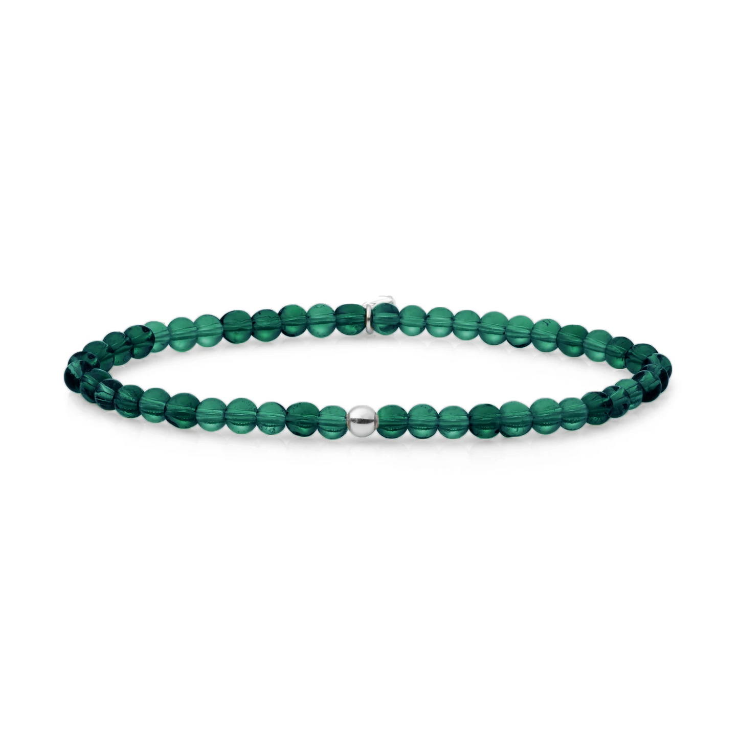 Bracelet | Petrol Green Quartz Saturn small - Silver 4mm