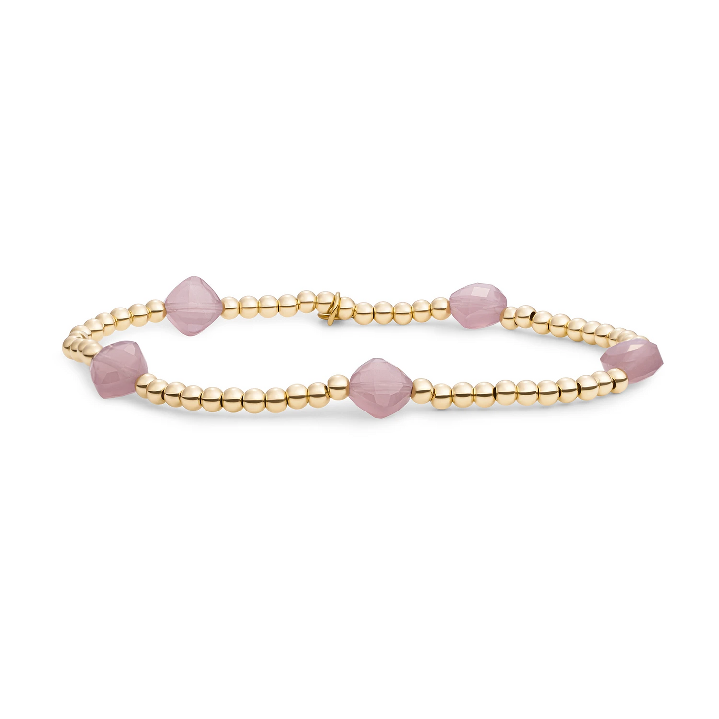 Bracelet | Pink Opalite Cushion Cut Beads - Gold