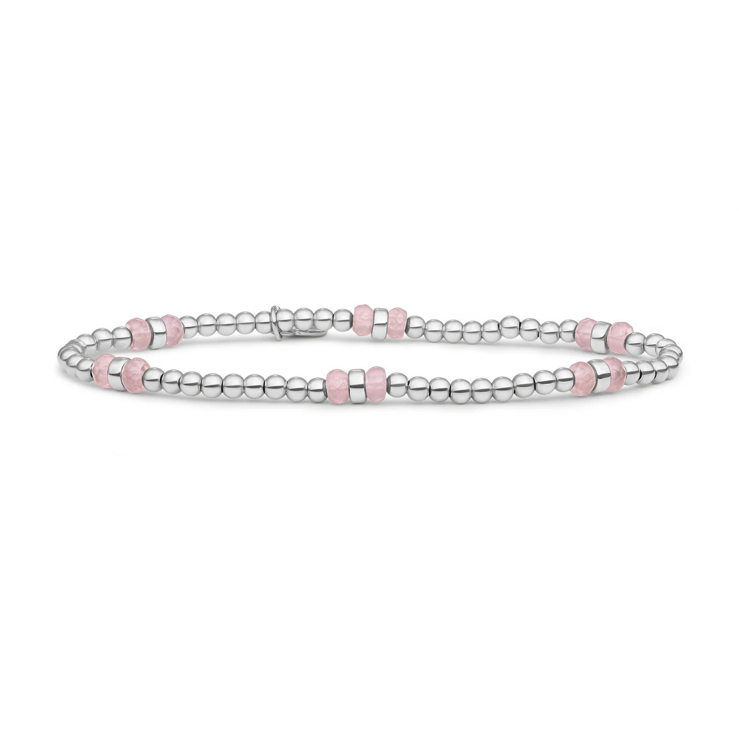 Bracelet | Pink Opalite Double Reverse Roundel - Silver