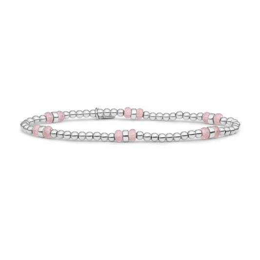Bracelet | Pink Opalite Double Reverse Roundel - Silver