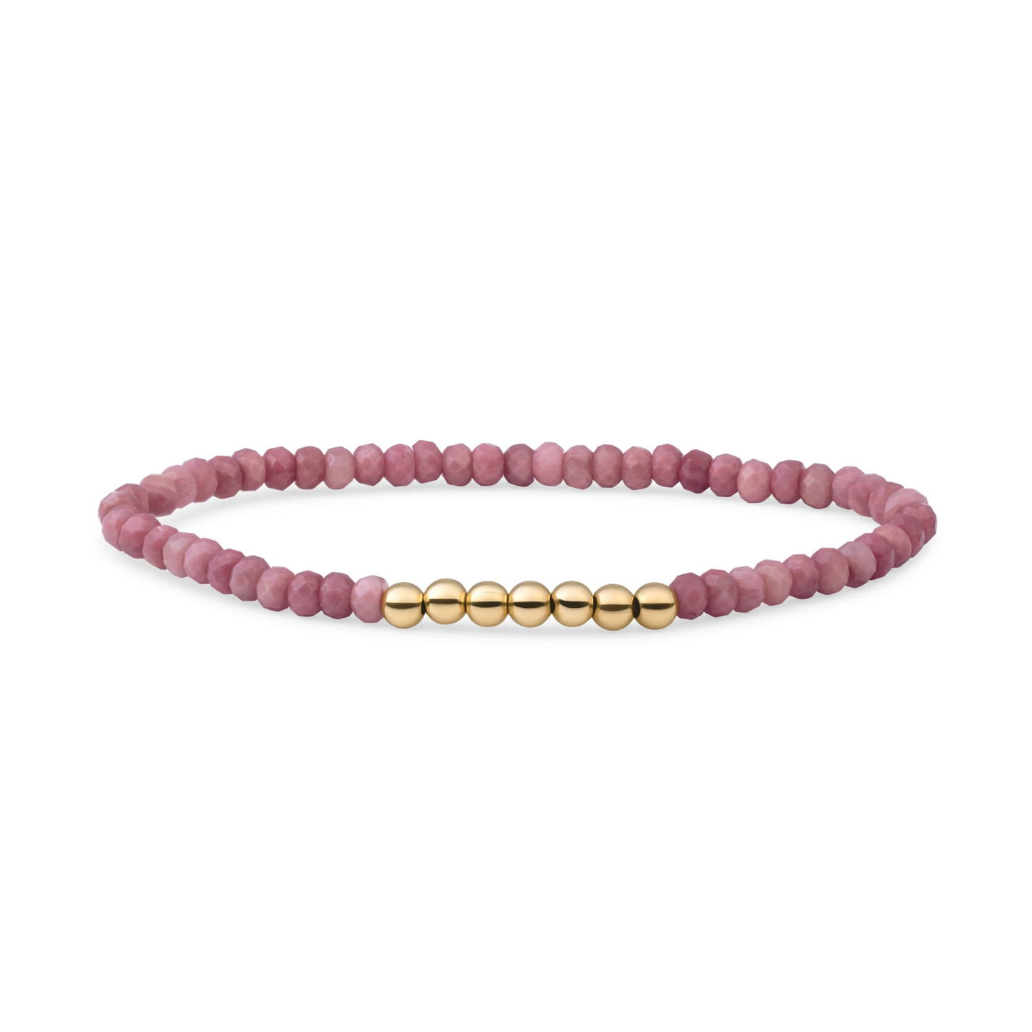 Bracelet | Pink Rhodonite 4mm Reverse Universe | gold plated