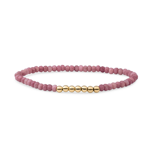 Bracelet | Pink Rhodonite 4mm Reverse Universe | gold plated