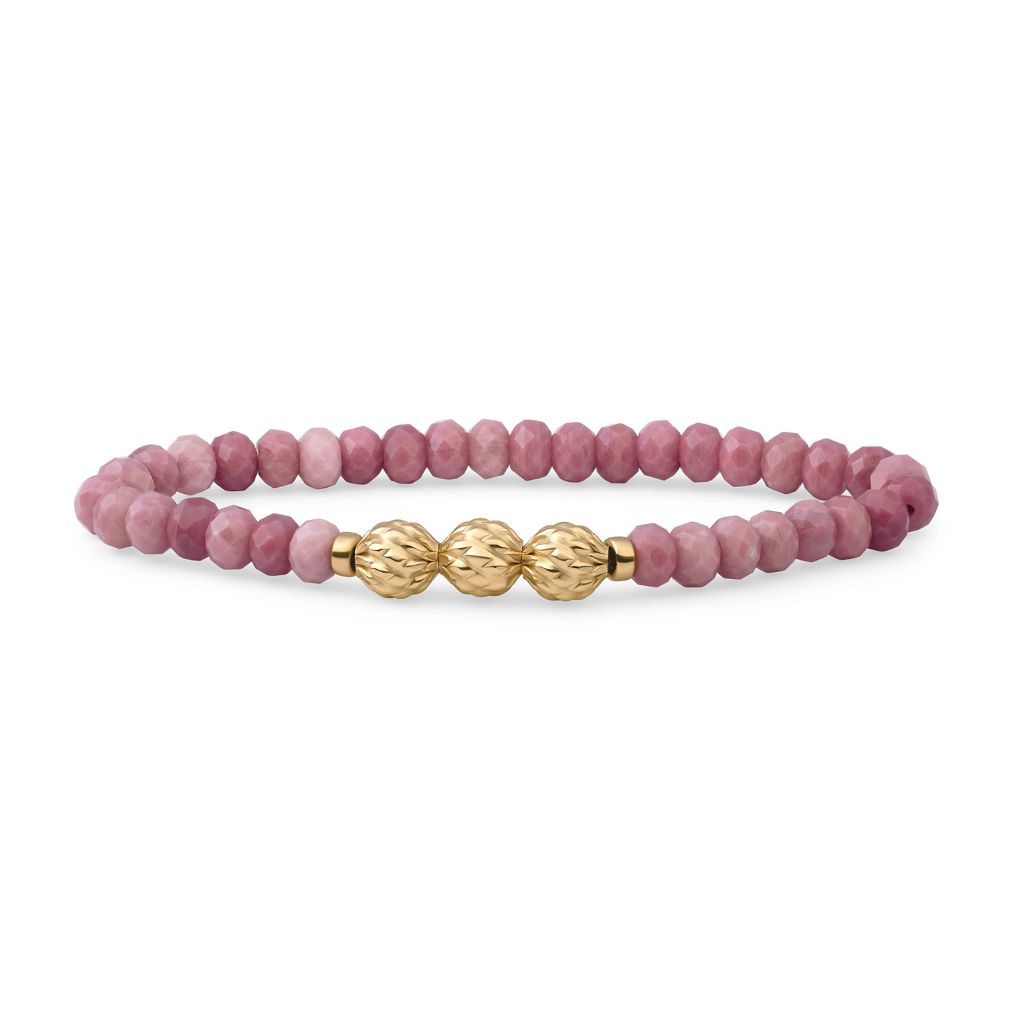 Bracelet | Pink Rhodonite 6mm fuse beads | gold plated